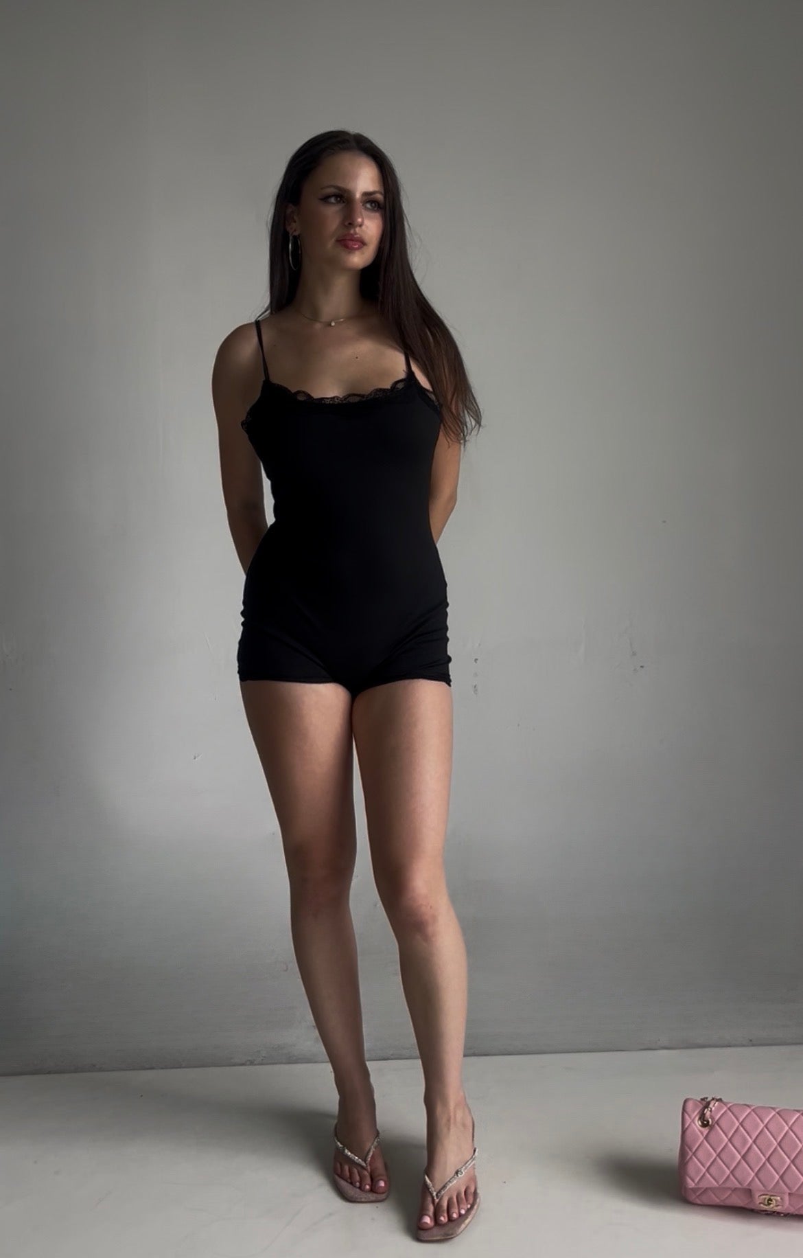 Black Rhinestone One Piece